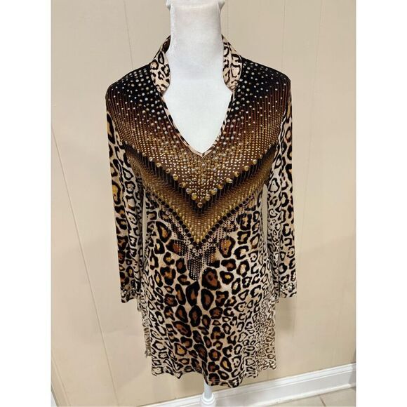 Top, Christina Women’s Top, size S, Animal Print with Metal Embellishments, long - Picture 1 of 4